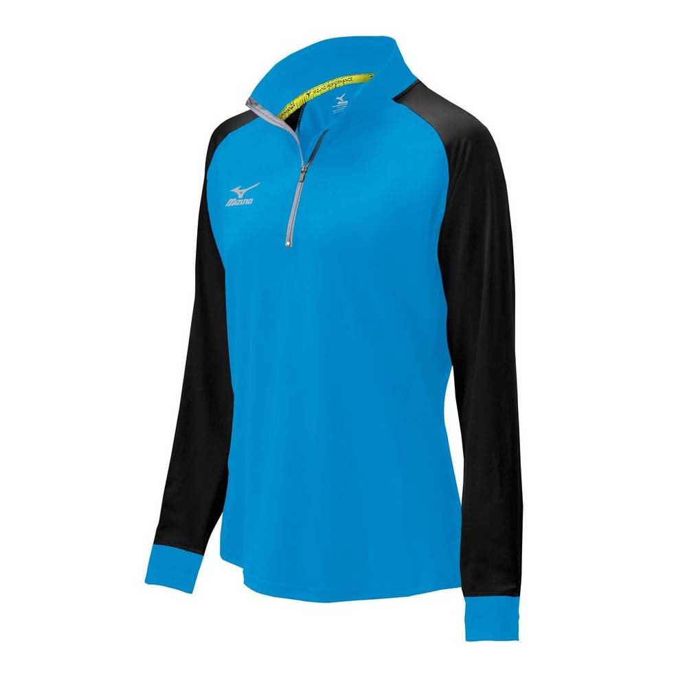 Damske Bundy Mizuno Elite 9 Prime 1/2 Zip Modre/Čierne Vypredaj JMEO76491